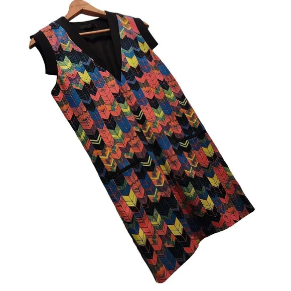 Jenni Kayne Resort Vibrant Multi Color Geometric Silk Mini Dress Small - Picture 15 of 16